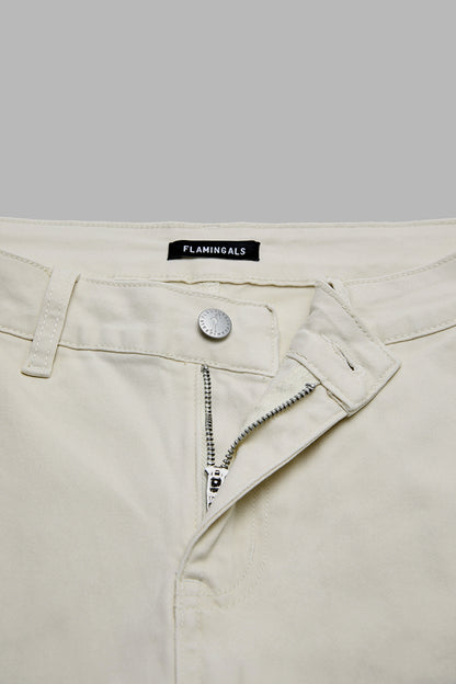 Solid Pleated Mid Rise Barrel Leg Pants Without Belt