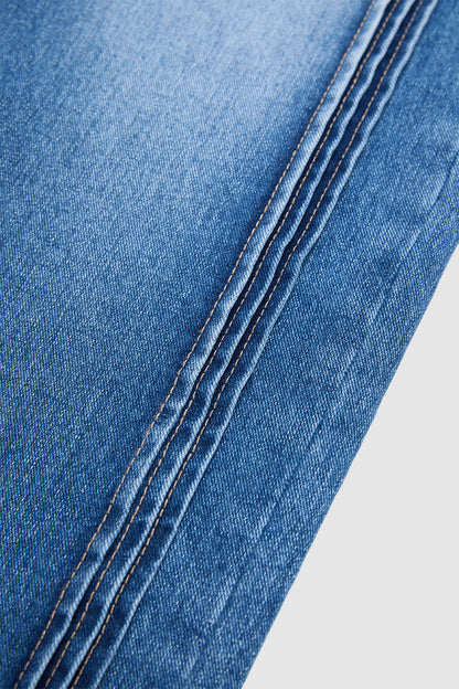 Wash Seam Front Mid Rise Straight Leg Jeans Without Belt