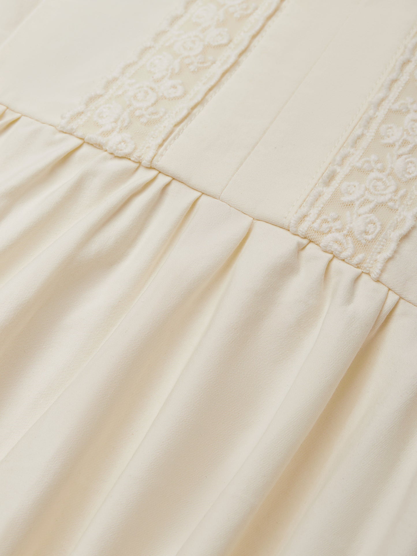 Robe longue en coton, Manches longues, Col en V, Unie, Dentelle, Vintage, Blanche
