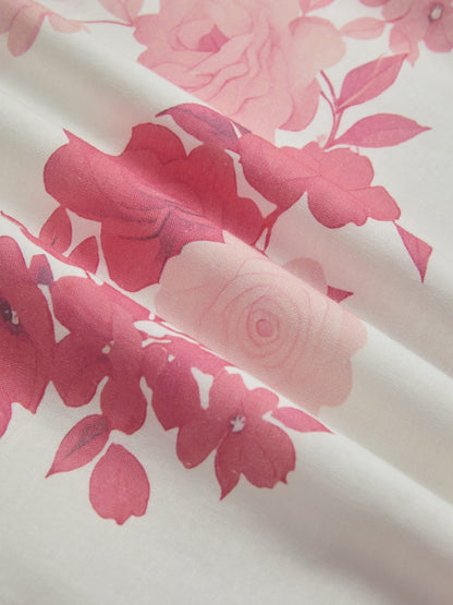 Robe longue en coton, sans manches, à fleurs, ceinture décorative, vacances, vintage, rouge