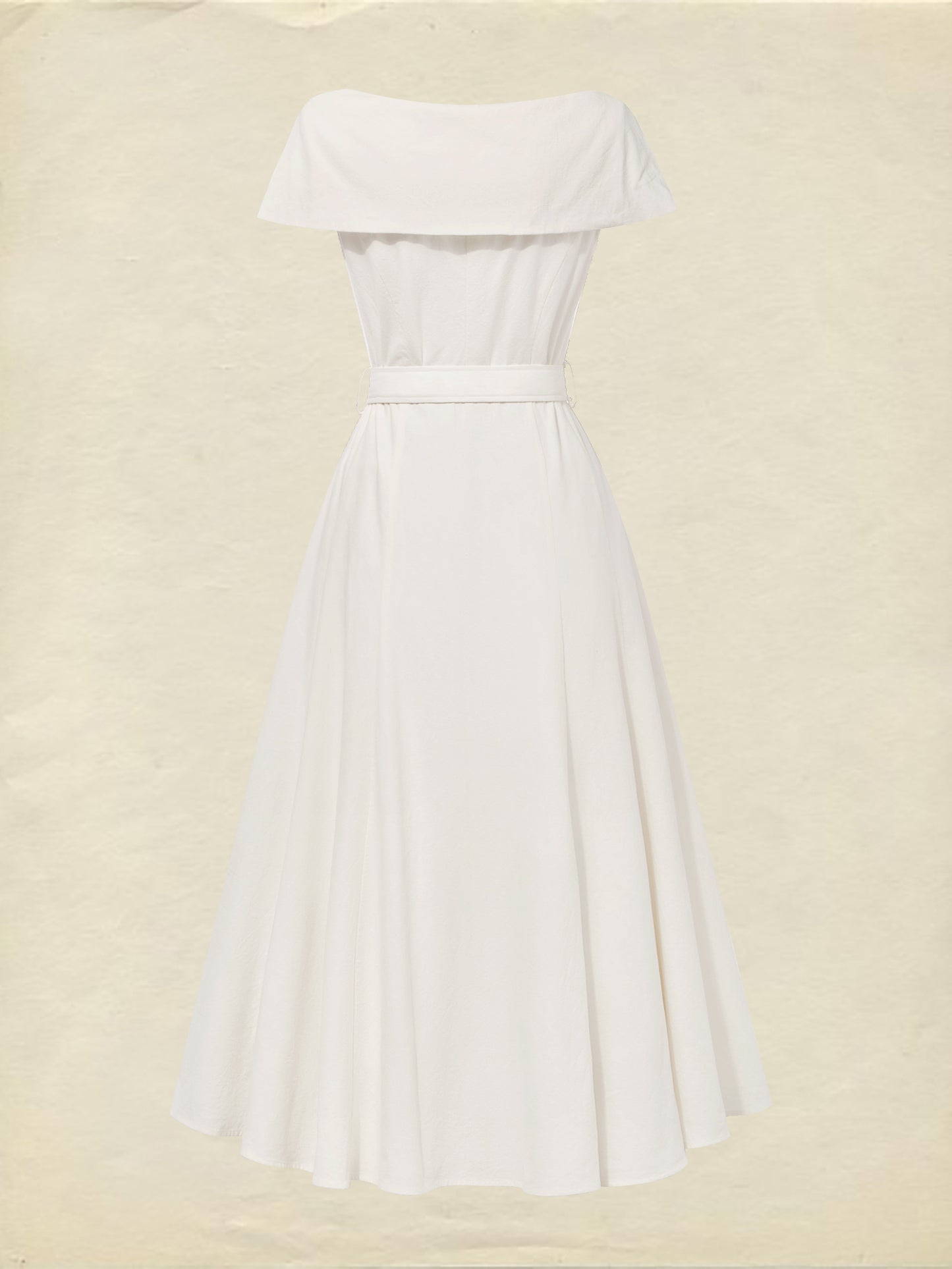 Robe Midi en Lin, Manches Courtes, Col Châle, Unie, Boutons, Style Vintage Français, Blanc