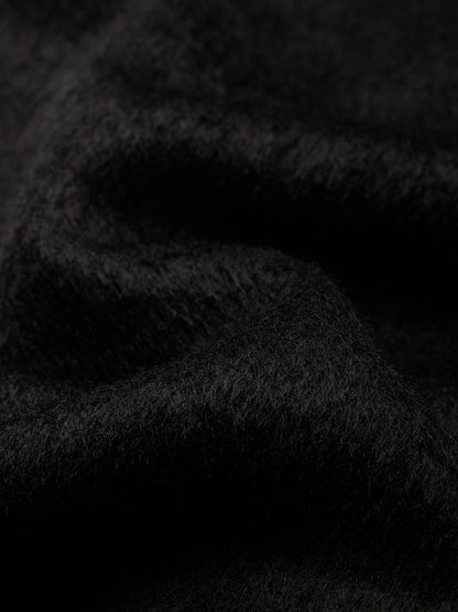 Trench-coat en laine, manches longues, col à revers, uni, boutonné, vintage, noir