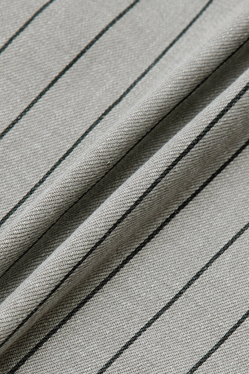 Striped Flap Decor Roll Hem High Waist Cropped Tapered Pants