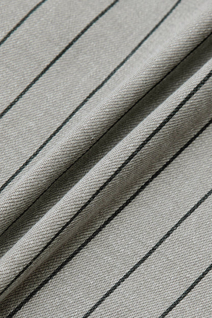 Striped Flap Decor Roll Hem High Waist Cropped Tapered Pants