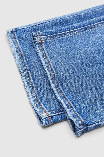 Wash Mid Waist Straight Leg Jeans