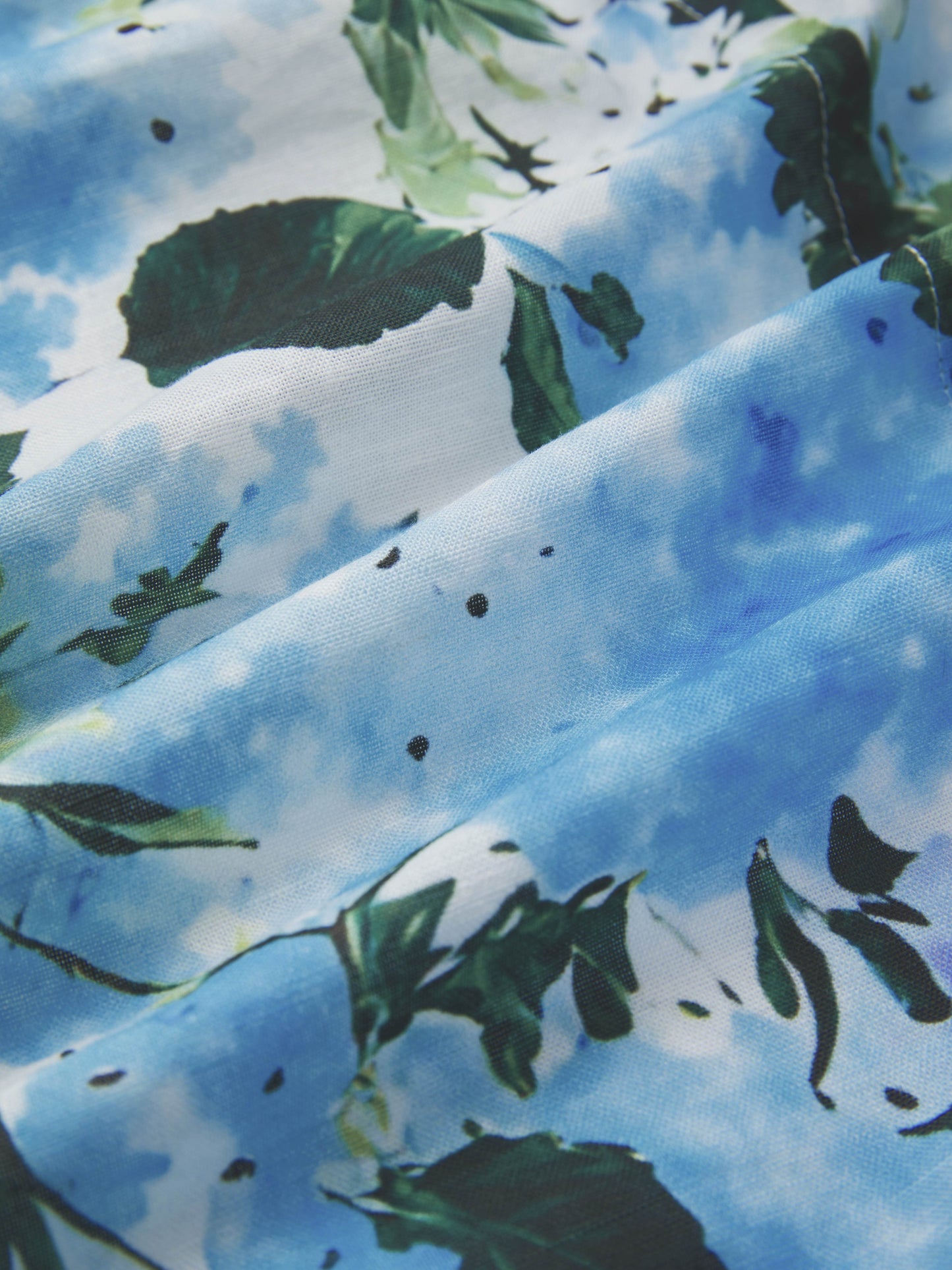 Robe longue en coton, manches courtes, col en V, motif floral, vintage, bleue