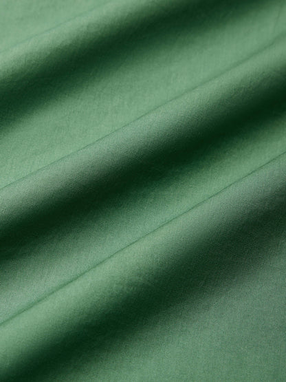 Robe longue pur coton, manches courtes, col en dentelle, unie, vintage, verte