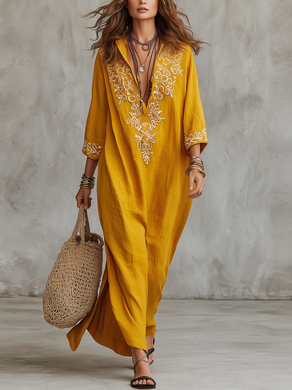 Robe longue brodée de style bohème (Kaftan)