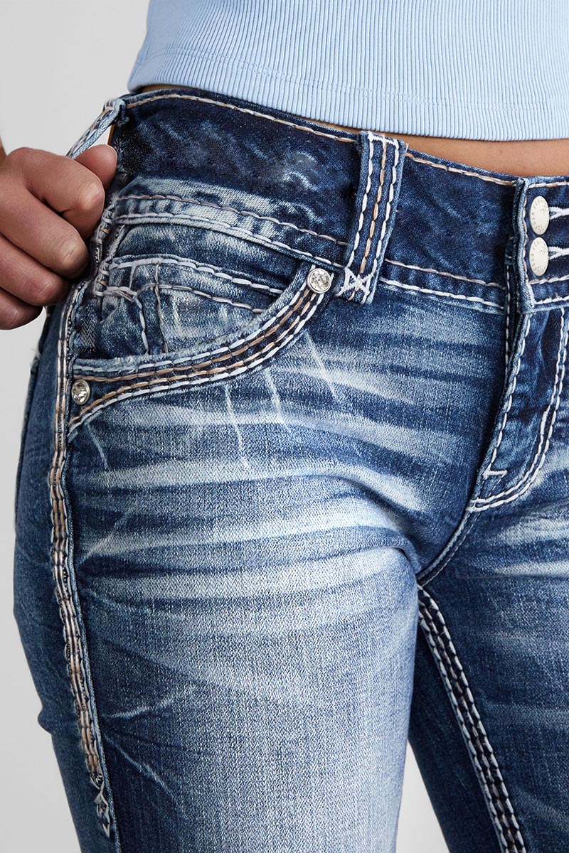 90s Vintage Slant Pocket Mid Waist Bootcut Jeans