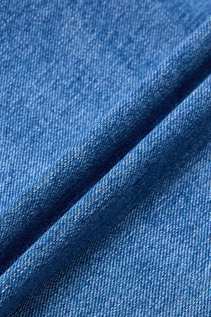 Wash Seam Side Split Hem High Rise Wide Leg Jeans