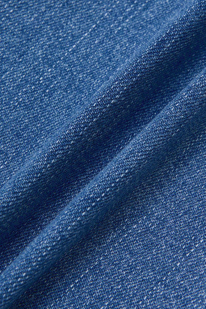Stitch Detail Mid Waist Skinny Rolled Hem Capri Jeans