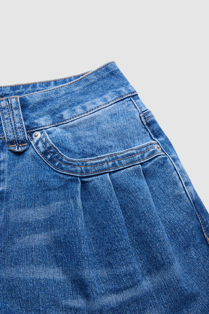 Wash Ruffle Split Hem High Waist Wide Leg Jeans Without Belt