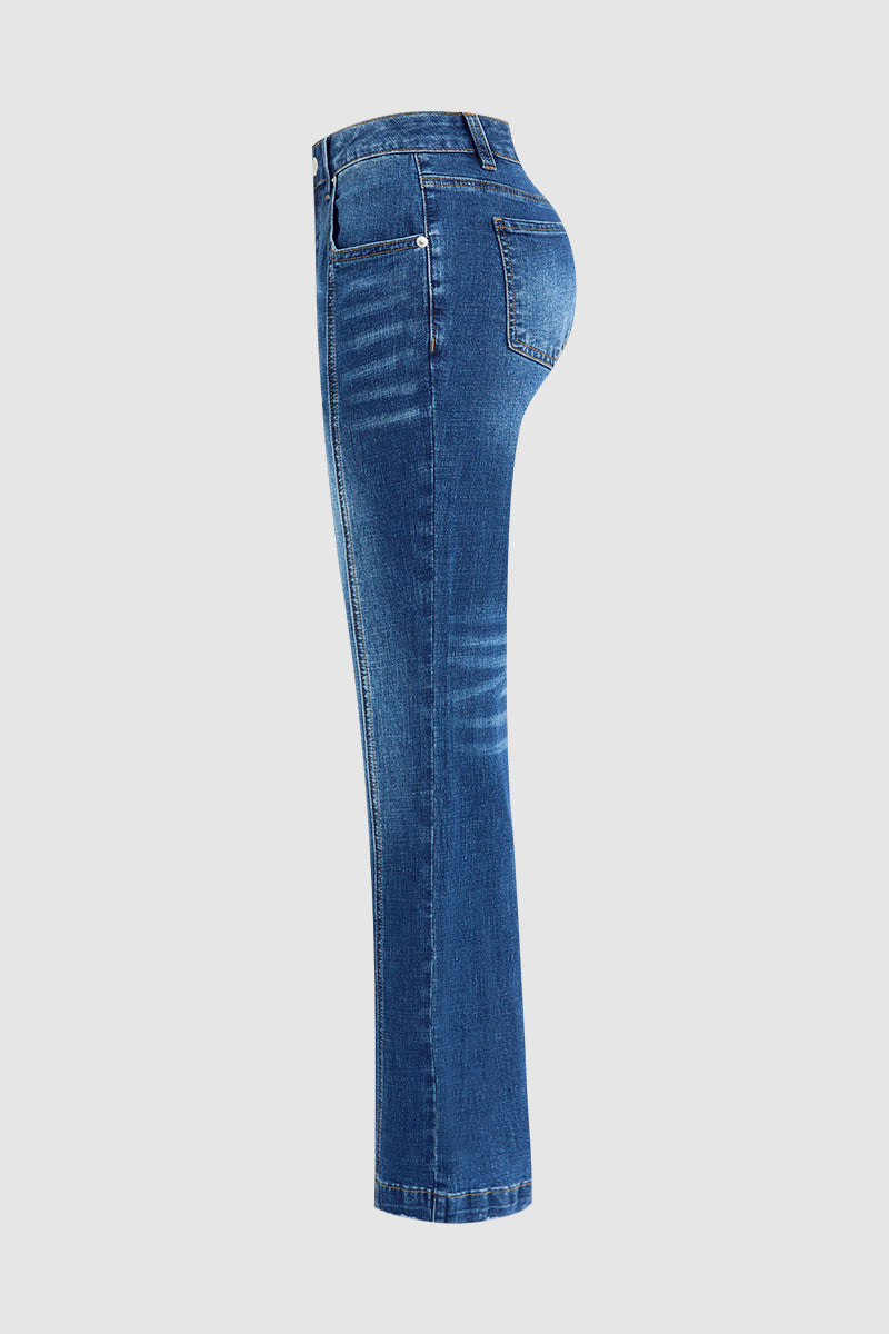 Wash Seam Front Mid Rise Bootcut Jeans