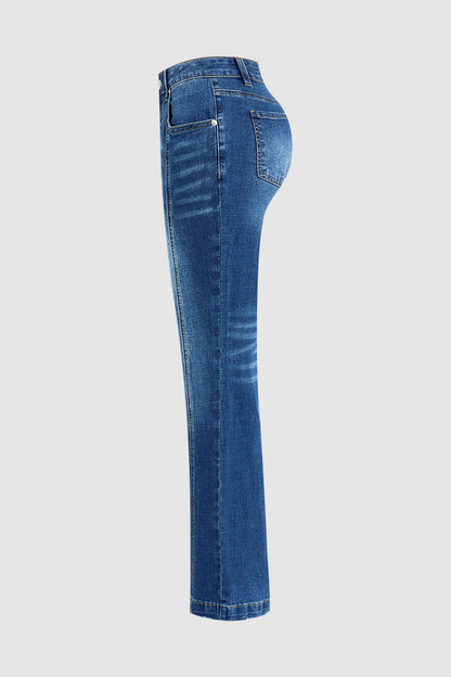 Wash Seam Front Mid Rise Bootcut Jeans