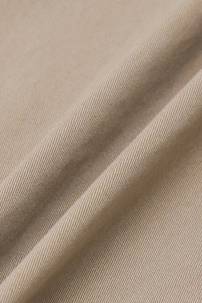 Solid Patch Pocket Mid Waist Wide Leg Pants