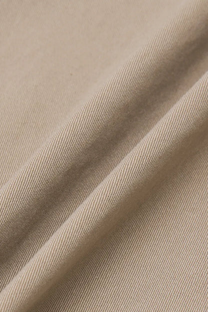 Solid Patch Pocket Mid Waist Wide Leg Pants