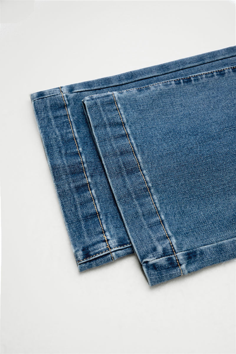 Wash Mid Waist Wide Leg Jeans Without Belt
