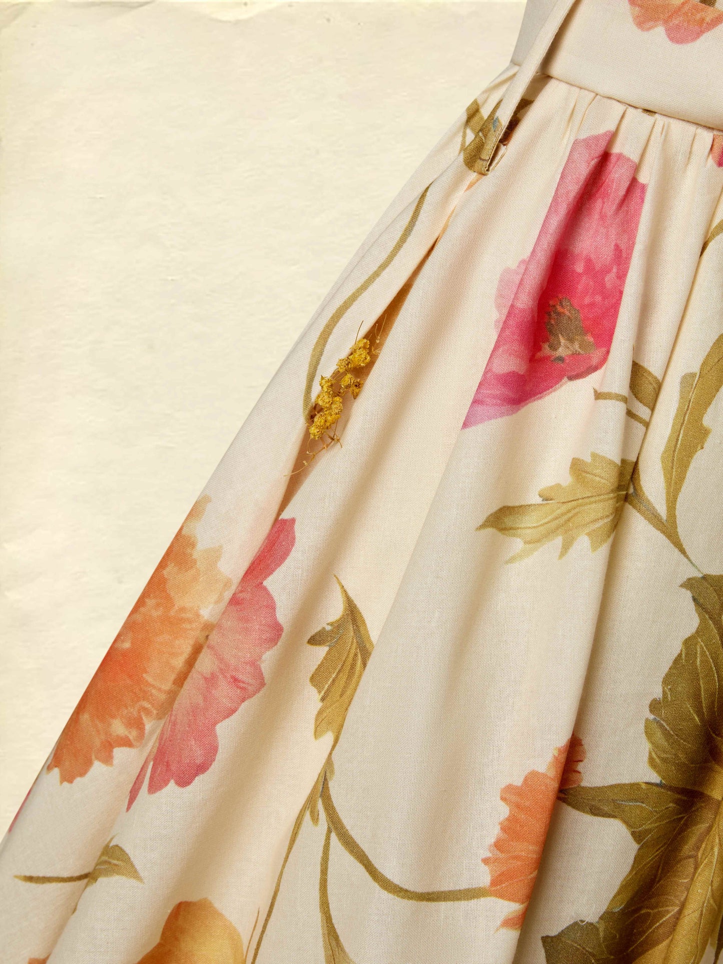 Robe longue en coton, sans manches, col en V, motif floral, ceinture, vacances, vintage, couleur abricot