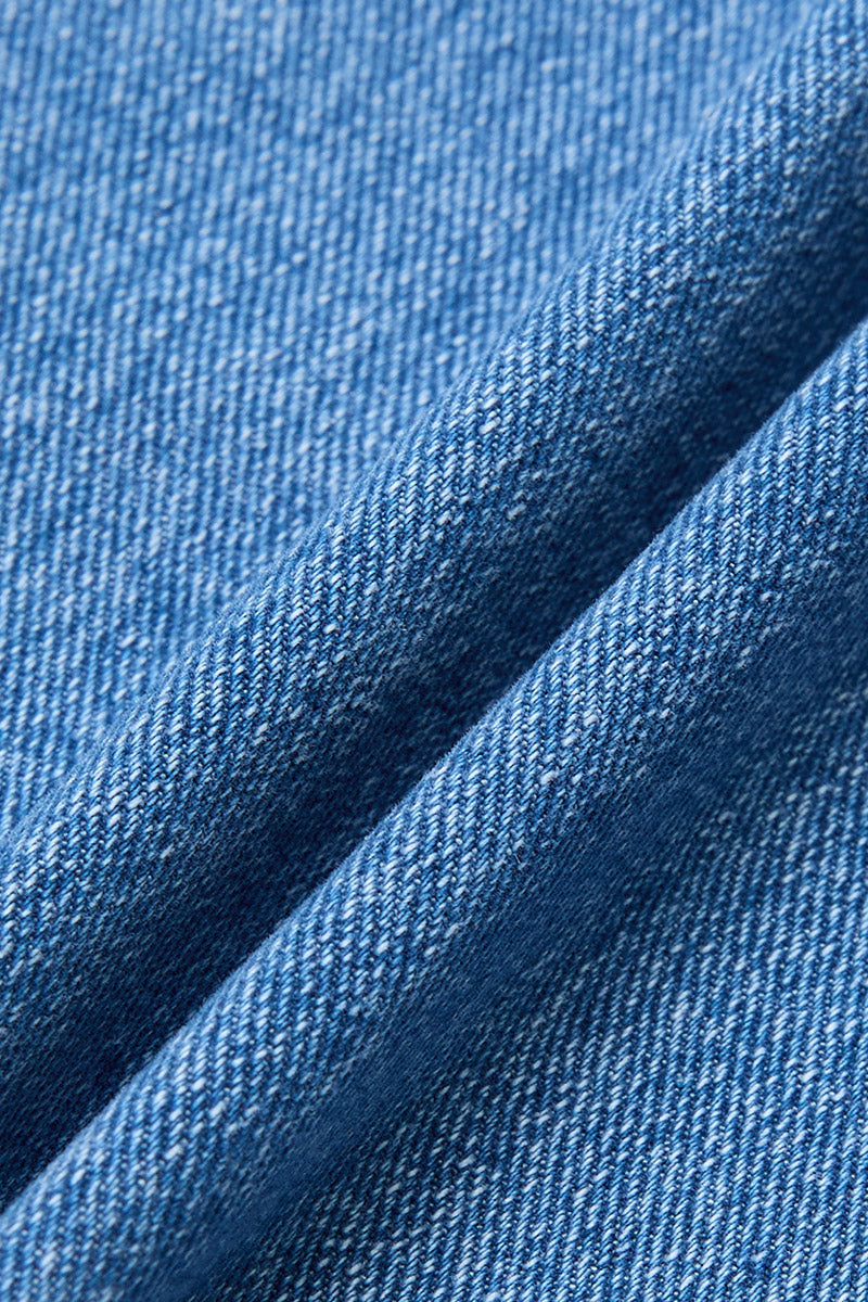 Wash Flap Pocket Stitch Detail Mid Waist Straight Leg Cropped Jeans Without Belt