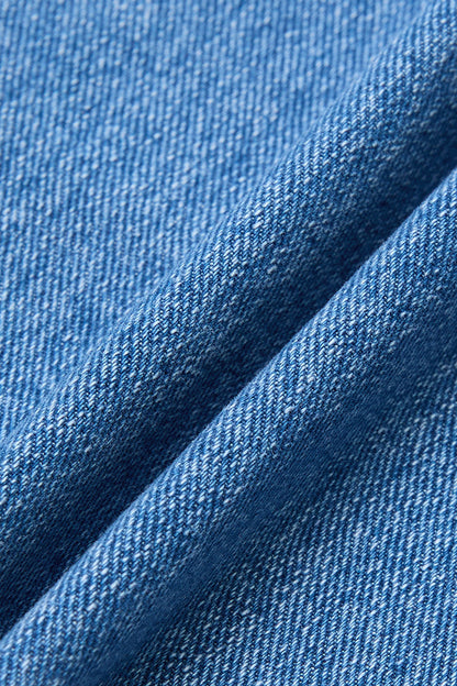 Wash Flap Pocket Stitch Detail Mid Waist Straight Leg Cropped Jeans Without Belt