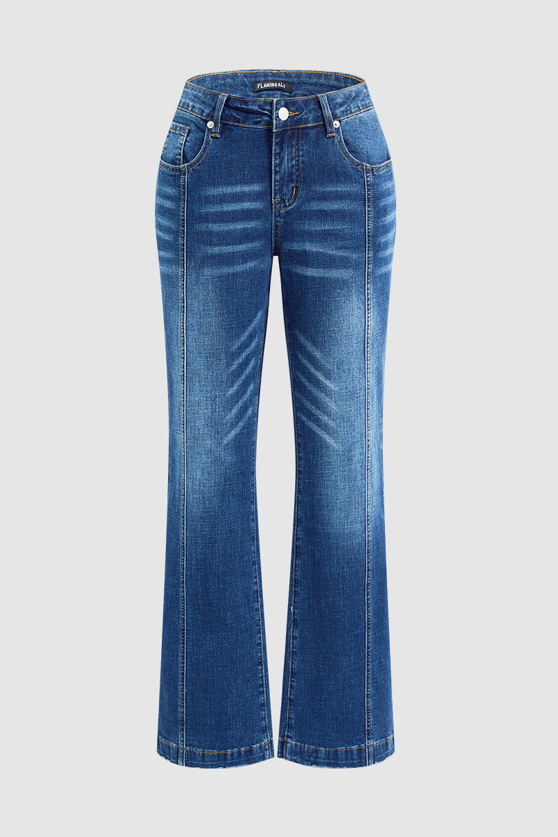 Wash Seam Front Mid Rise Bootcut Jeans