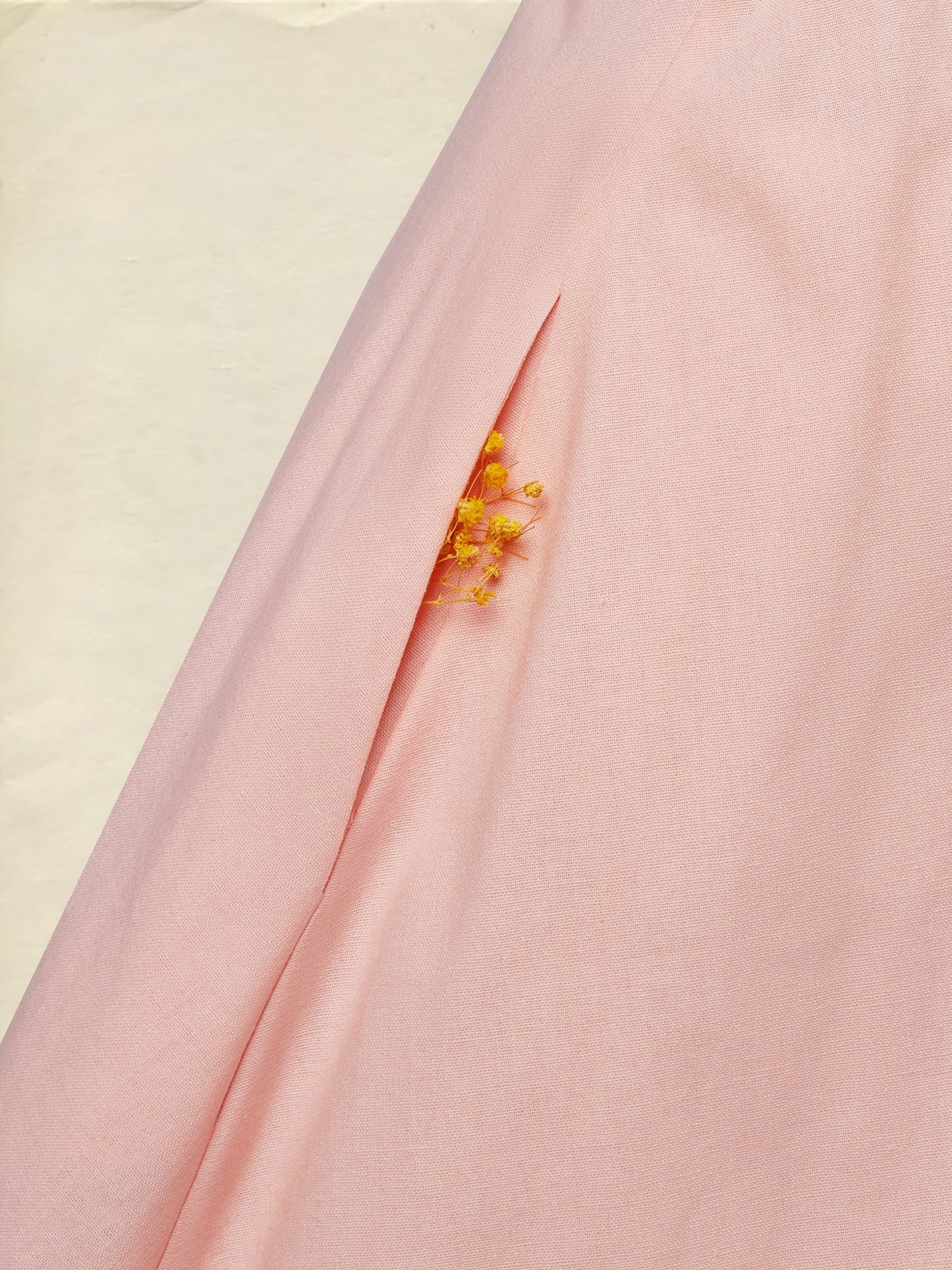Robe en lin midi, demi-manches, col rond, unie, nœud, vintage français, rose clair