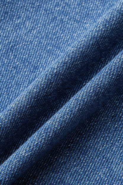 Raw Hem Mid Waist Straight Leg Jeans