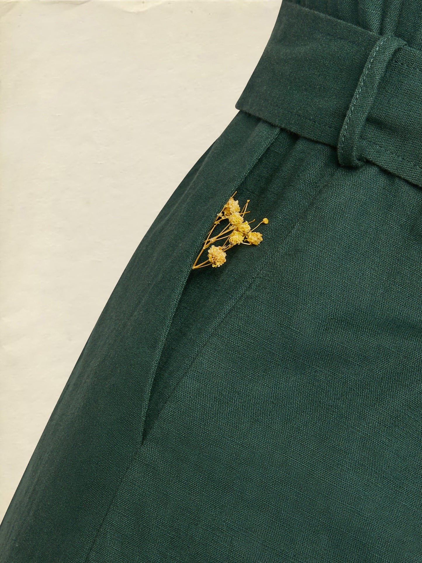 Combinaison en lin, sans manches, col en V, unie, boutonnée, vintage, verte