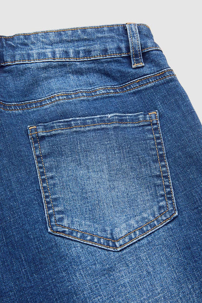 Wash Seam Front Mid Rise Bootcut Jeans