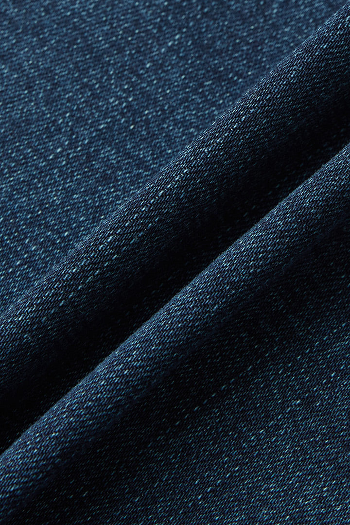 Wash Stitch Detail Mid Rise Straight Leg Jeans Without Belt