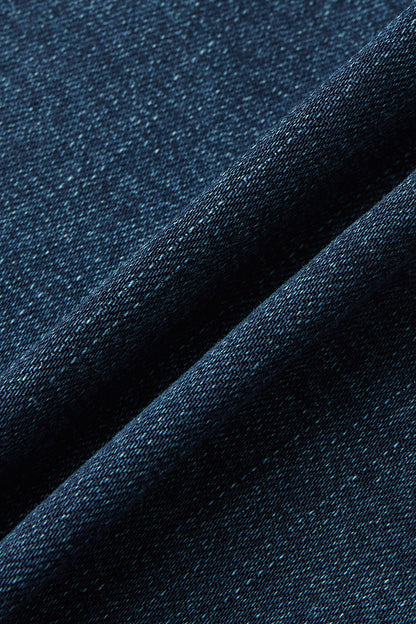 Wash Stitch Detail Mid Rise Straight Leg Jeans Without Belt