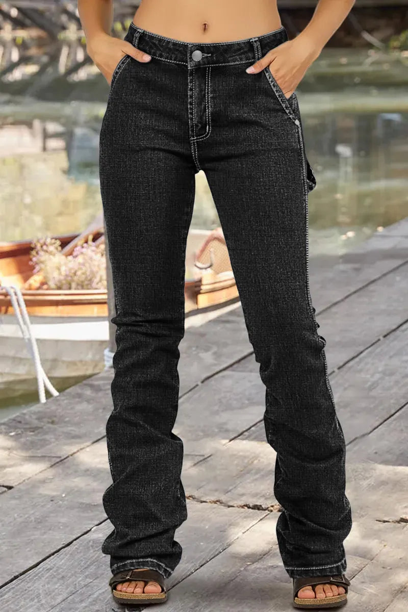 Wash Mid Rise Bootcut Carpenter Jeans Without Belt