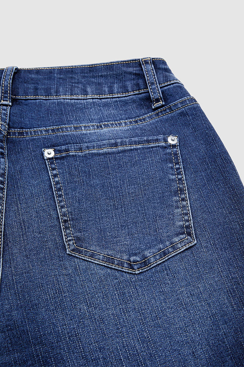 Wash Roll Hem Mid Rise Capri Skinny Jeans