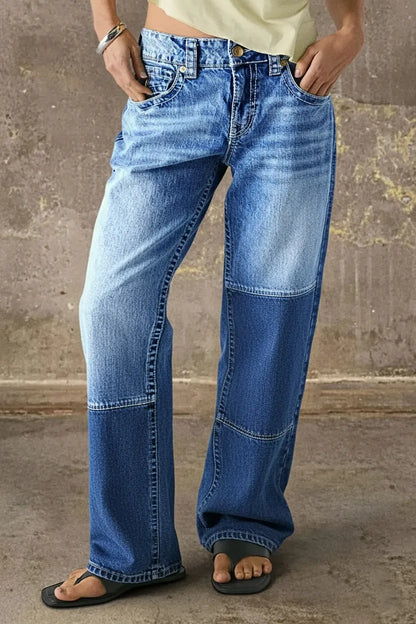 Wash Multi Pocket Mid Rise Straight Leg Jeans