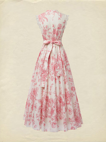 (TAILLE:TP-TTG) Robe longue en lin, Manches courtes, Col montant, Fleuri, Dentelle, Vintage, Bleu