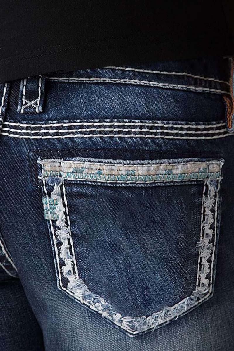 Ripped Roll Hem Wash Stretchy Low Waist Capri Jeans