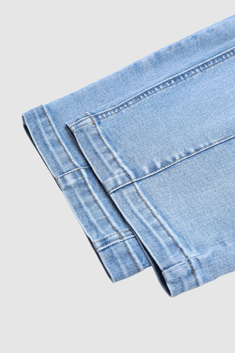 Wash Stitch Detail Mid Waist Tapered Crop Jeans