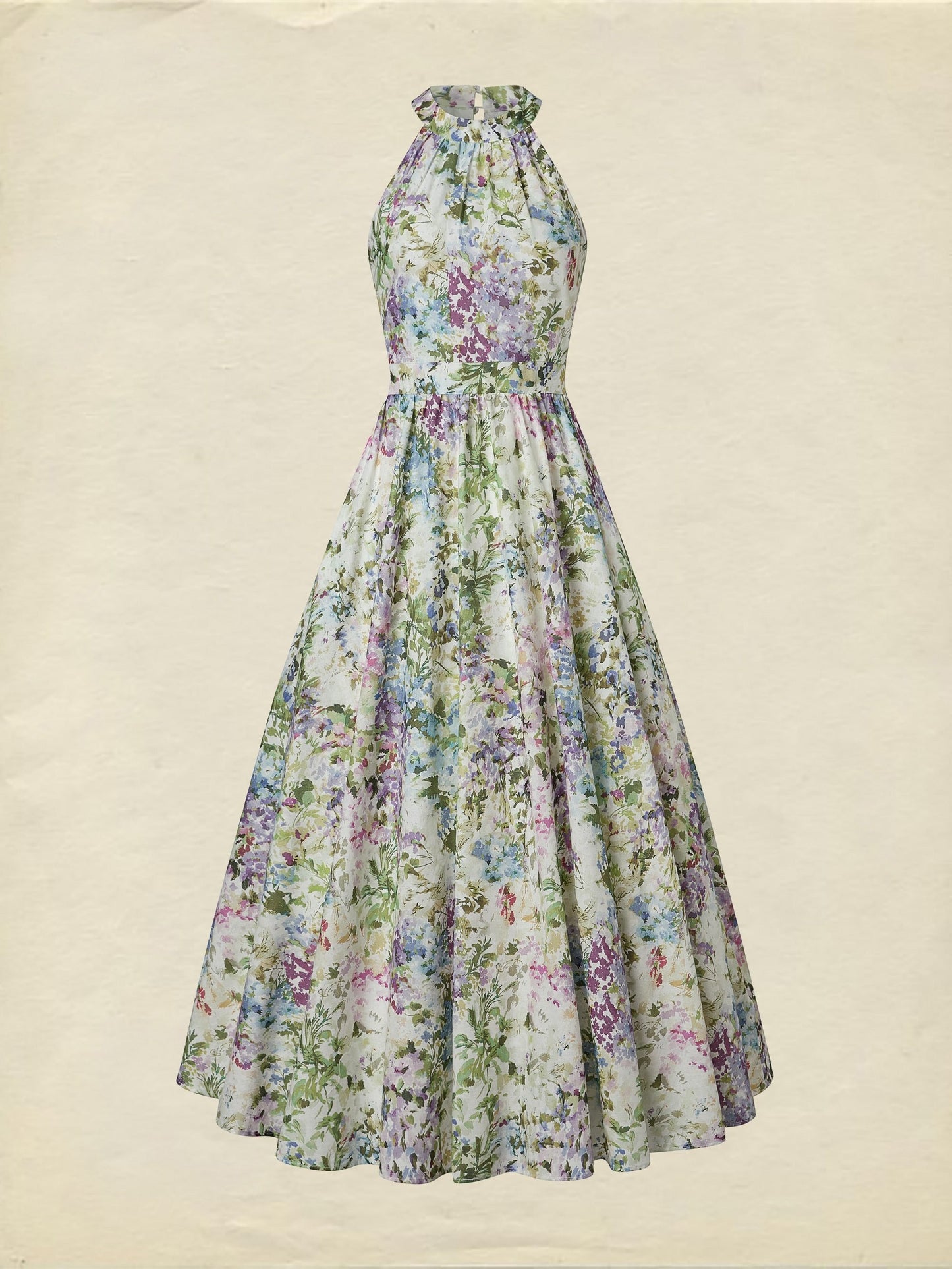 Robe longue en coton, sans manches, dos nu, motif floral, vacances, vintage, blanc