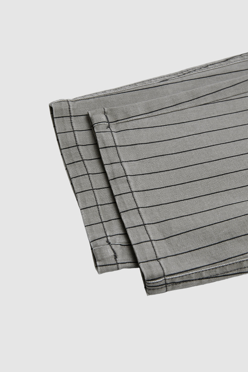 Pinstriped Drawstring Side Pocket High Waist Straight Leg Cropped Pants