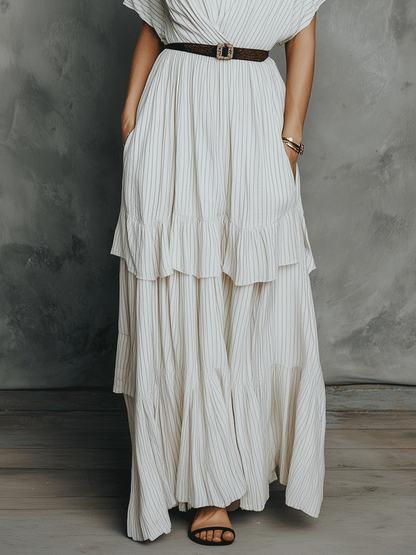 Robe longue bohème en étagères souples couleur ivoire