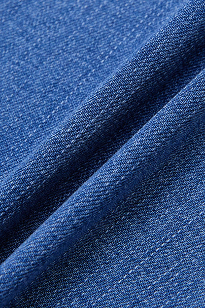 Wash Raw Hem Dual Button Mid Waist Bootcut Jeans