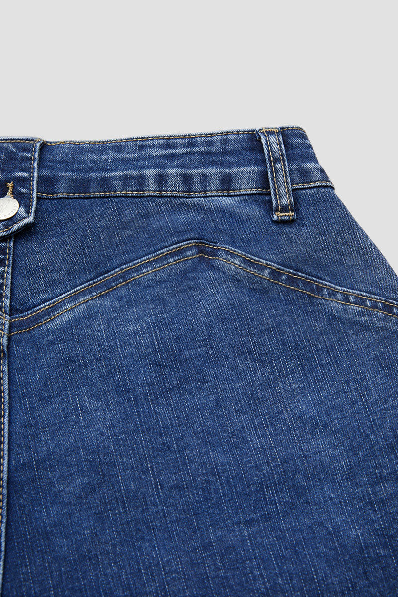 Wash Button Decor High Rise Bootcut Jeans