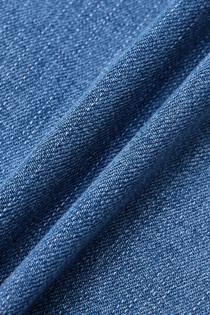 Roll & Raw Hem Criss Cross Mid Waist Straight Leg Capri Jeans