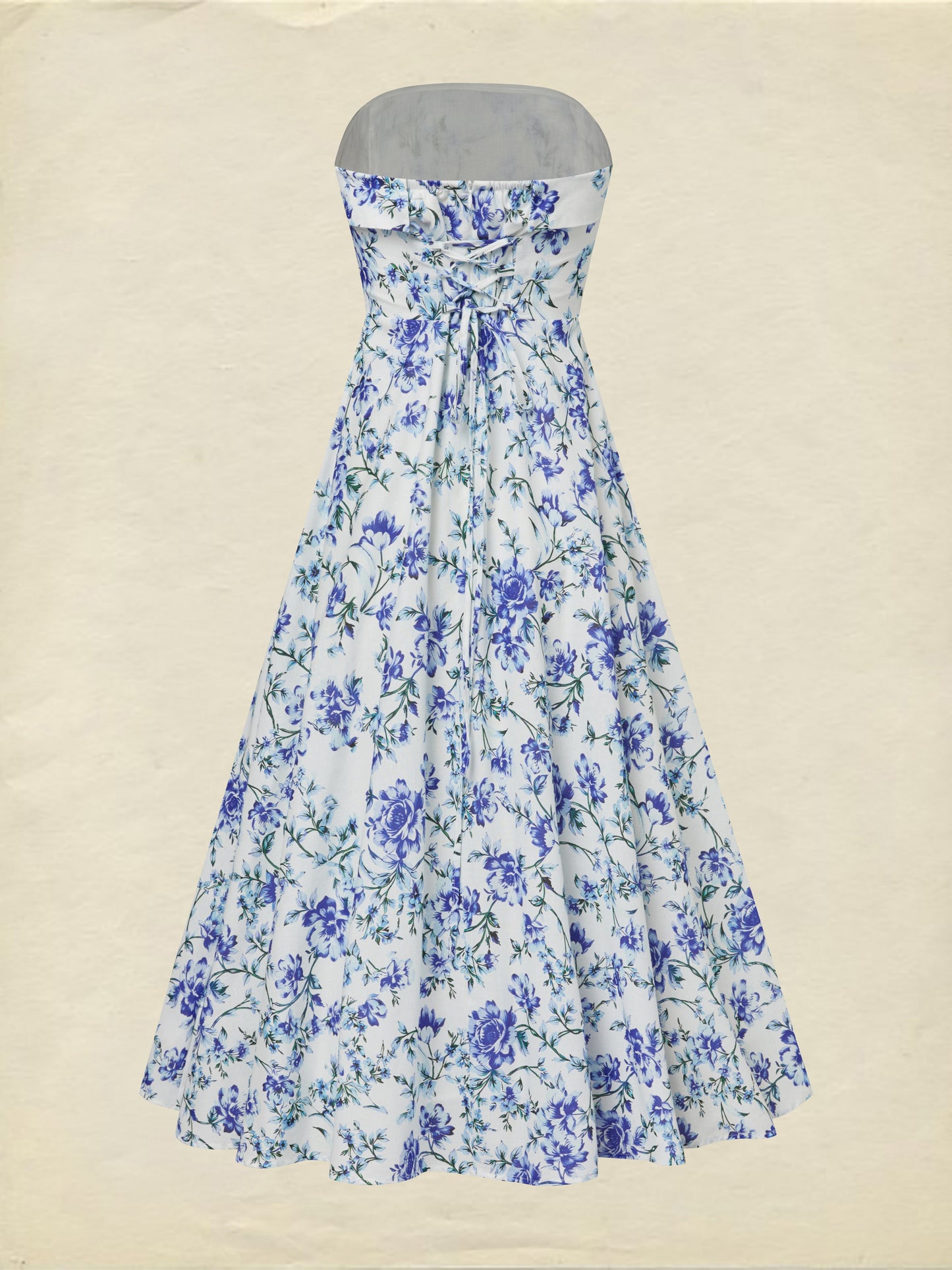 Robe longue en coton, sans manches, à fleurs, vacances, vintage, bleue