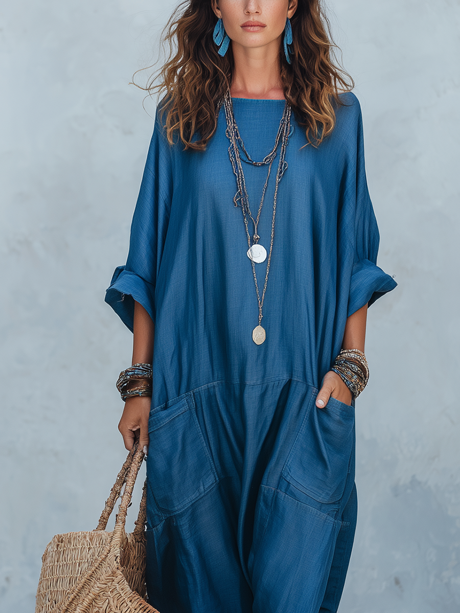 Robe de poche bleu nuit bohème