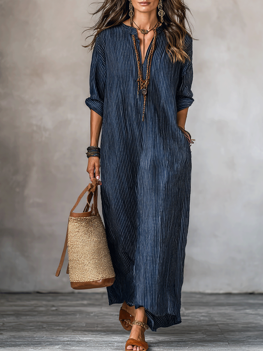 Robe longue coupe ample Nomadic Indigo