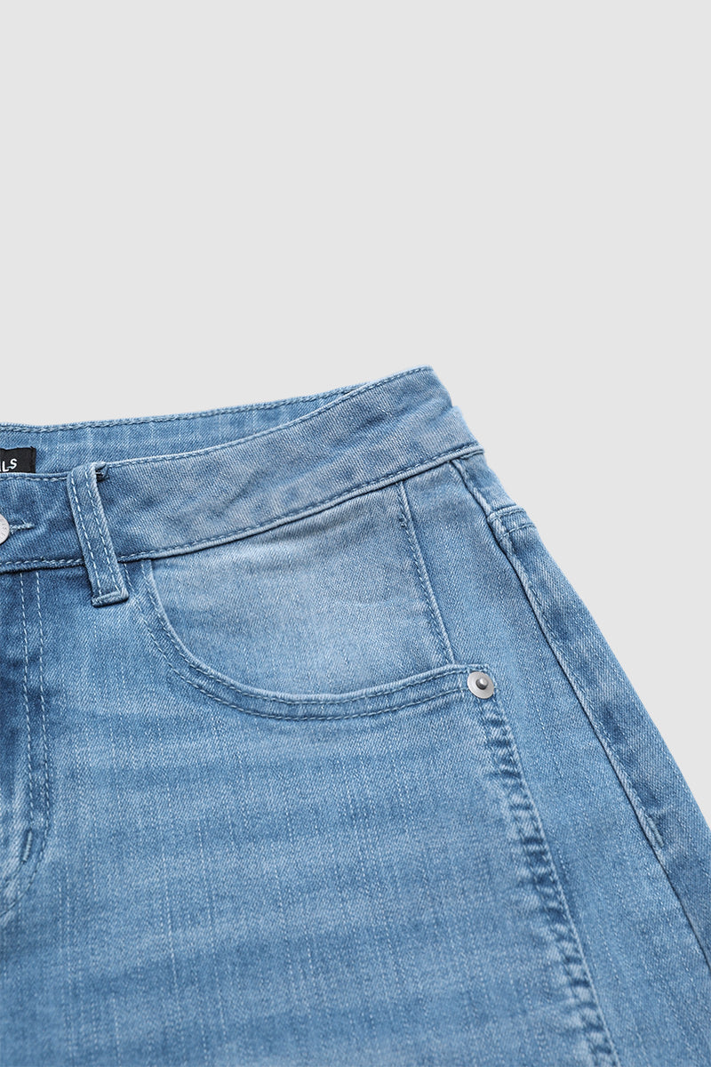 Wash Seam Detail High Rise Straight Leg Crop Jeans Without Belt