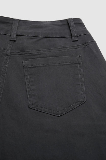Solid Stitch Detail Pleated Barrel Leg Mid Waist Pants