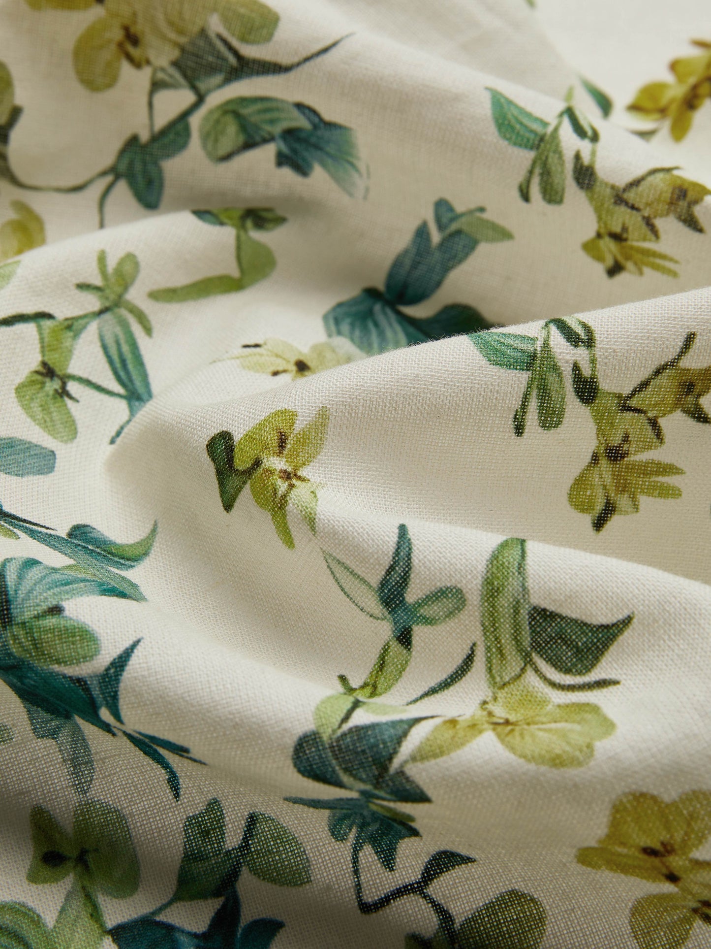 Robe longue en lin, Manches courtes, Col châle, Imprimé floral, Boutonnée, Vintage, Beige