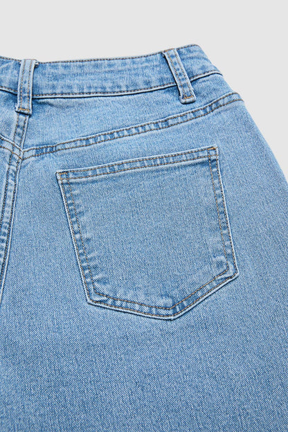 Wash Split Hem Mid Rise Wide Leg Crop Jeans